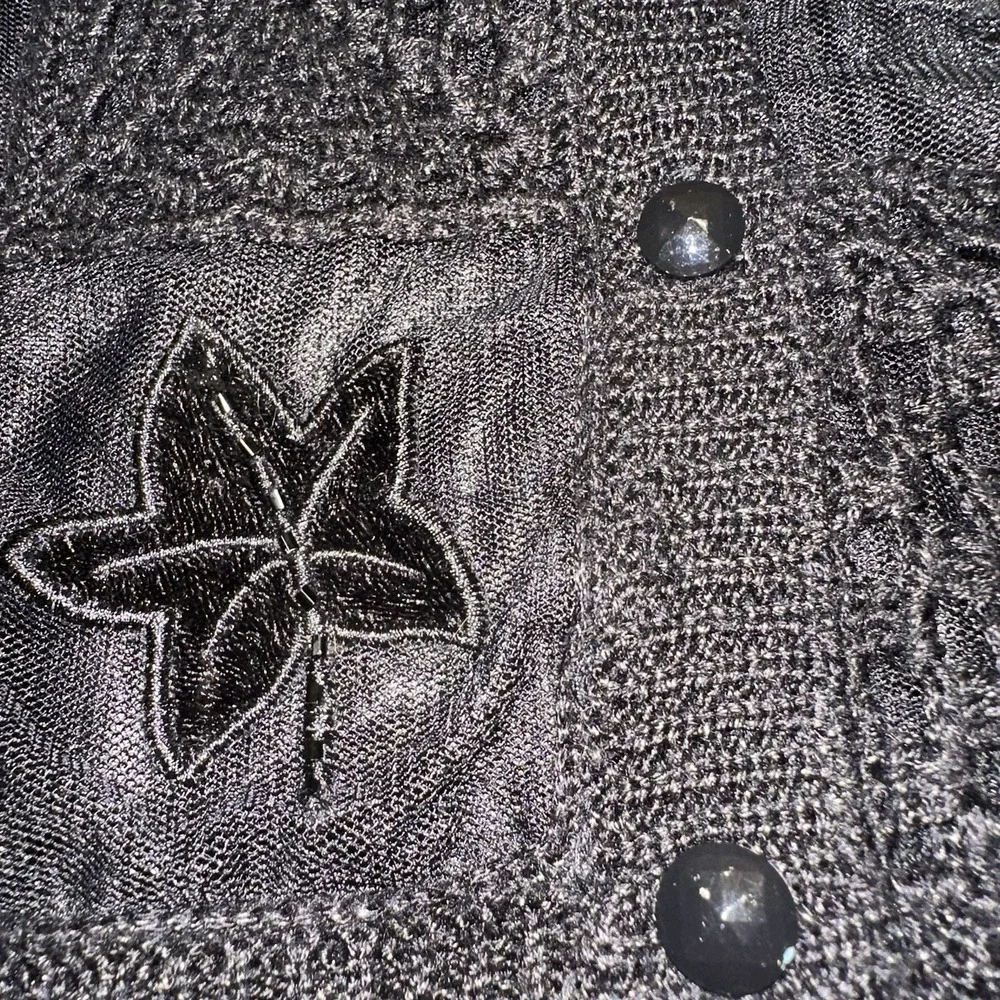 Vintage 90's Teddi‎ Button-Up Cardigan Sweater Black 3D Embroidered Women's L - Picture 6 of 11